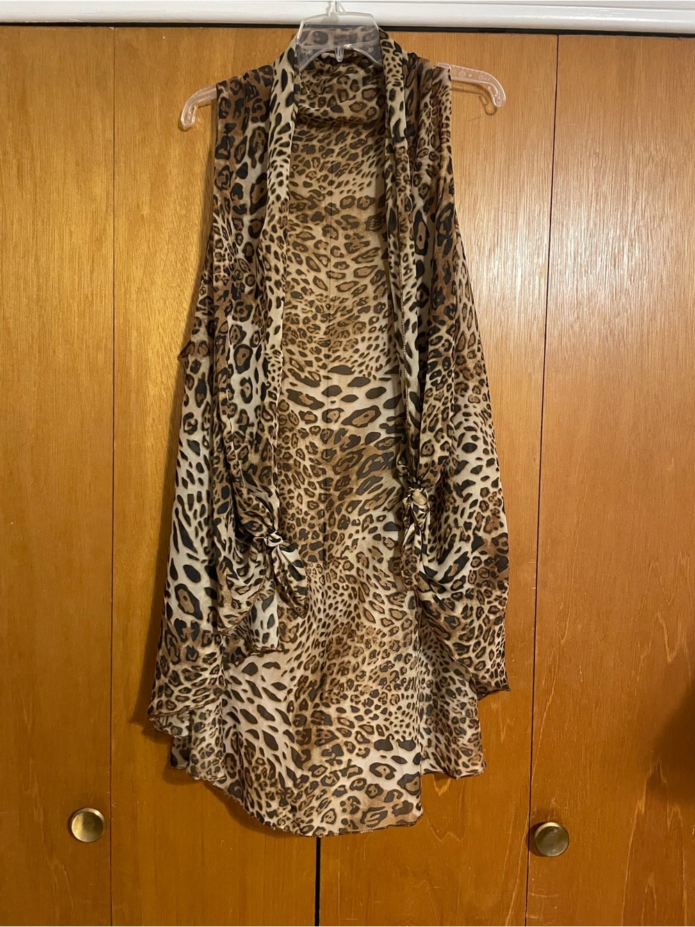 Leopard Print Sleeveless Open Front Vest